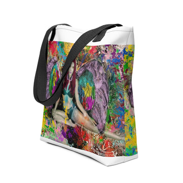 Winged Angel with Headphones Canvas Art - All-Over Print Tote Bag