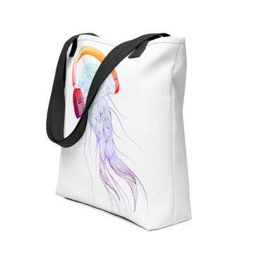 Jellyfish with Headphones - All-Over Print Tote Bag