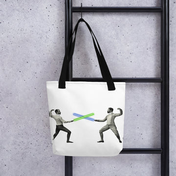 Old Fashioned Fencers duelling with Light Sticks - All-Over Print Tote Bag