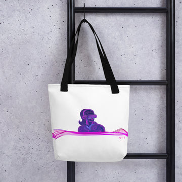 VR Woman with Headphones - All-Over Print Tote Bag