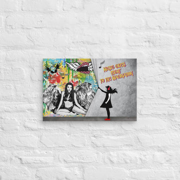 Girl with Headphones revealing Winged Angel - Canvas Artwork