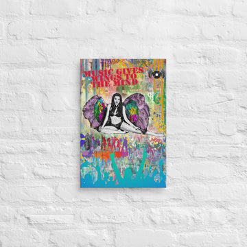 Winged Angel with Headphones Music - Canvas Artwork