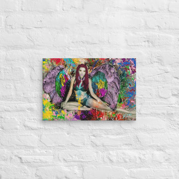 Winged Angel with Headphones - Canvas Artwork