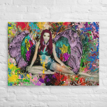Winged Angel with Headphones - Canvas Artwork