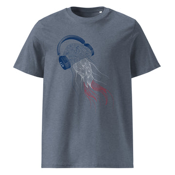 France Jellyfish DJ with Headphones - organic cotton t-shirt (Unisex)