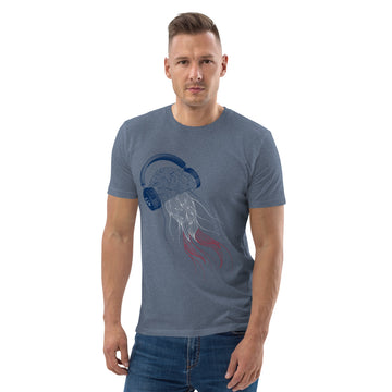 France Jellyfish DJ with Headphones - organic cotton t-shirt (Unisex)