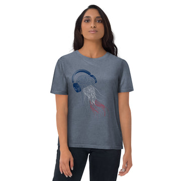 France Jellyfish DJ with Headphones - organic cotton t-shirt (Unisex)