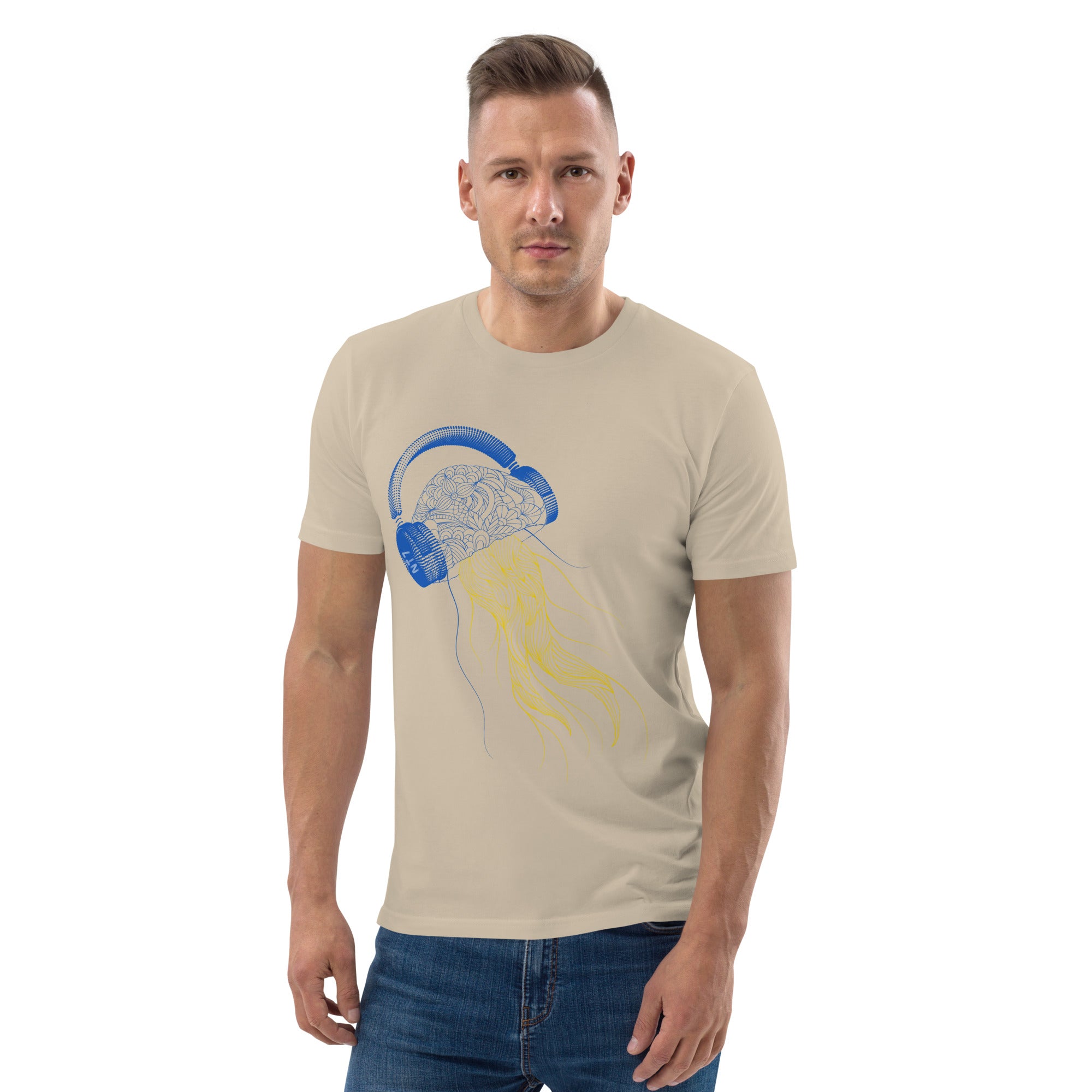 Ukraine Jellyfish DJ with Headphones - organic cotton t-shirt (Unisex)