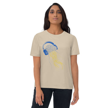 Ukraine Jellyfish DJ with Headphones - organic cotton t-shirt (Unisex)