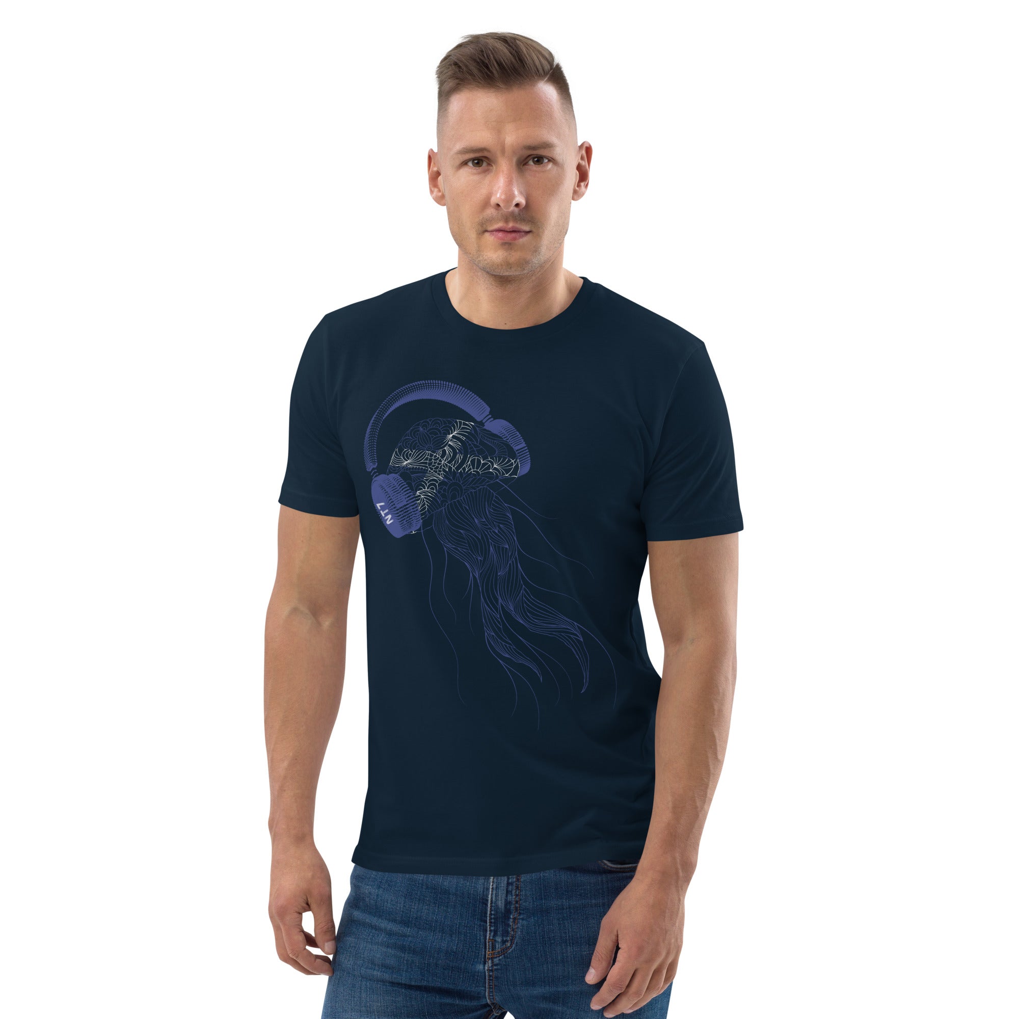 Scotland Jellyfish DJ with Headphones - organic cotton t-shirt (Unisex)