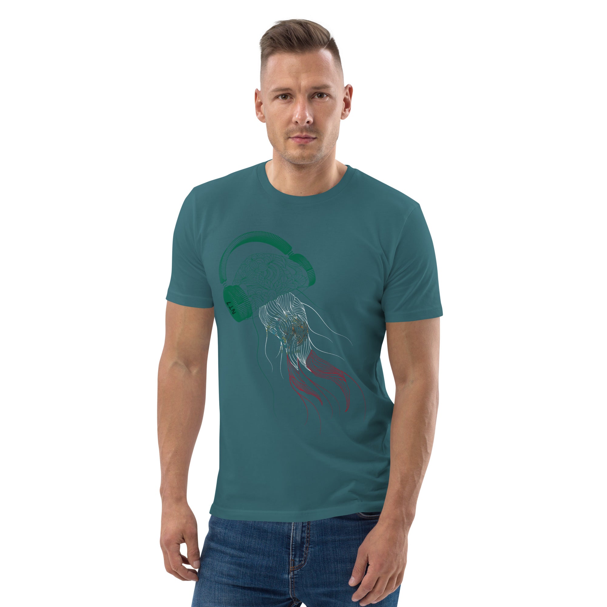 Mexico Jellyfish DJ with Headphones - organic cotton t-shirt (Unisex)