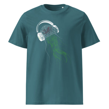 Wales Jellyfish DJ with Headphones - organic cotton t-shirt (Unisex)