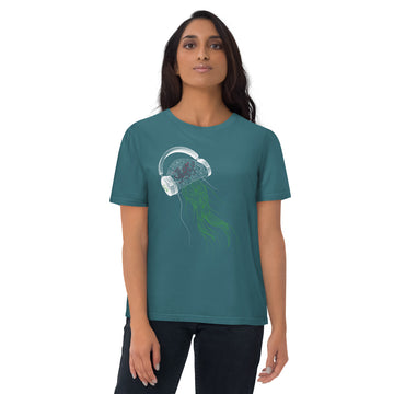 Wales Jellyfish DJ with Headphones - organic cotton t-shirt (Unisex)