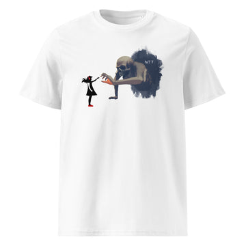 Girl with Headphones v Skeleton - Unisex organic cotton t-shirt
