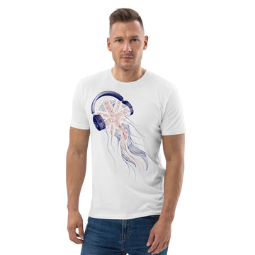 Great Britain Jellyfish DJ with Headphones - organic cotton t-shirt (Unisex)