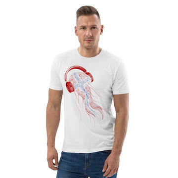 Norway Jellyfish DJ with Headphones - organic cotton t-shirt (Unisex)