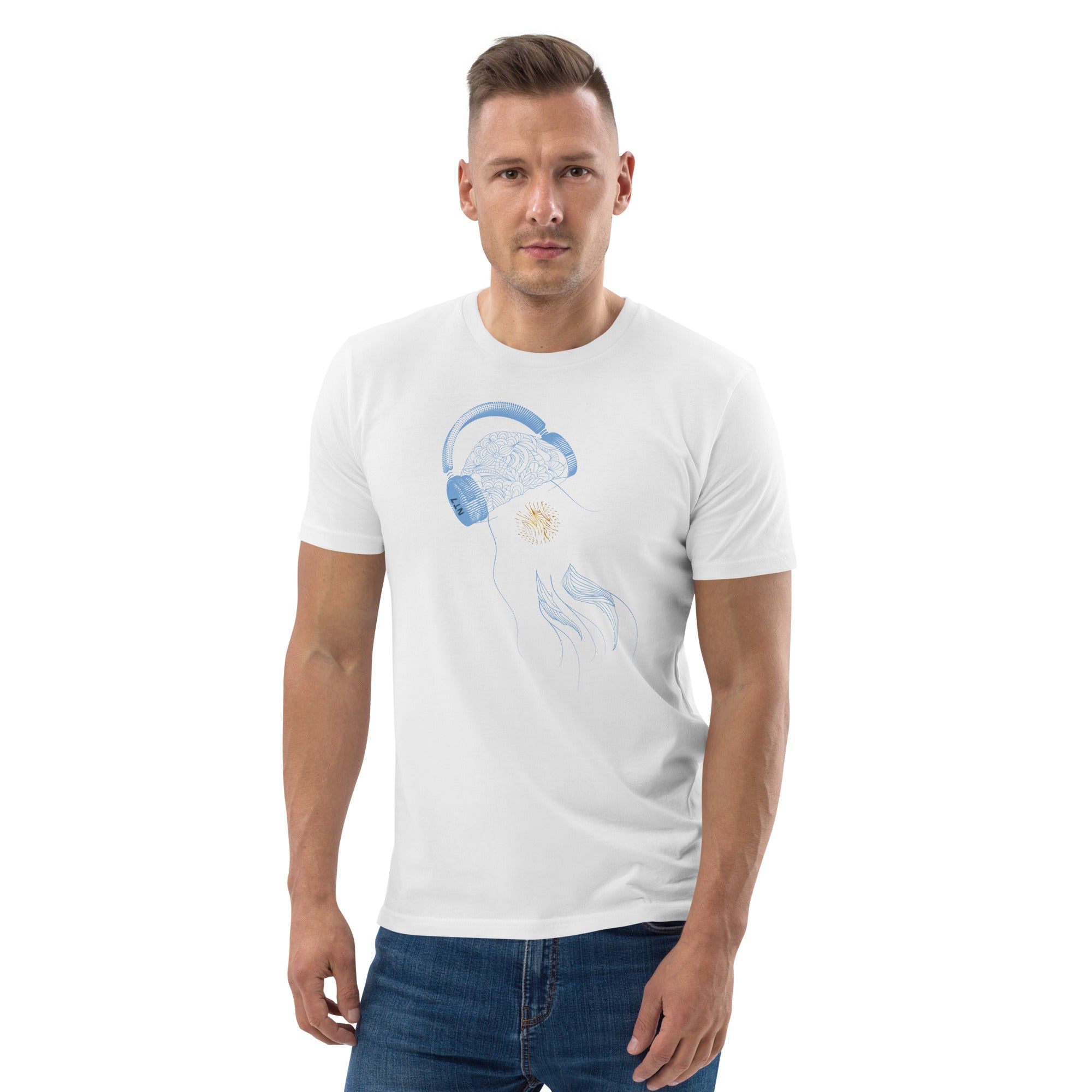 Argentina Jellyfish DJ with Headphones - organic cotton t-shirt (Unisex)