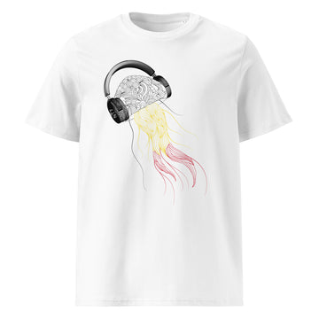 Belgium Jellyfish DJ with Headphones - organic cotton t-shirt (Unisex)