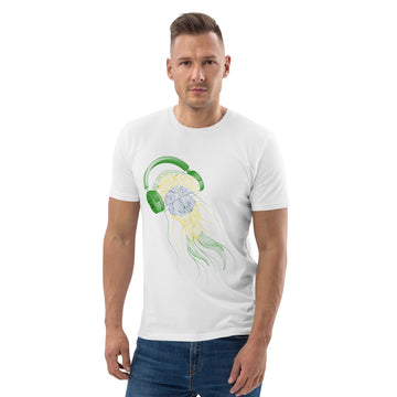 Brazil Jellyfish DJ with Headphones - organic cotton t-shirt (Unisex)