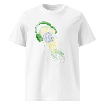 Brazil Jellyfish DJ with Headphones - organic cotton t-shirt (Unisex)