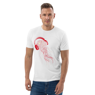 China Jellyfish DJ with Headphones - organic cotton t-shirt (Unisex)