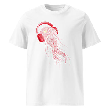 China Jellyfish DJ with Headphones - organic cotton t-shirt (Unisex)