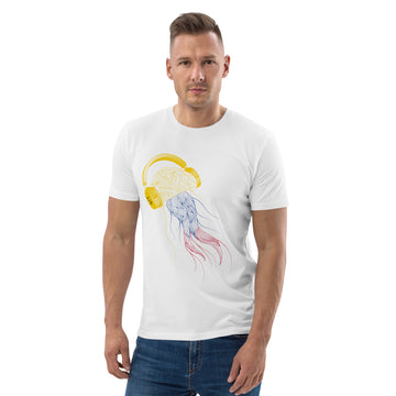 Colombia Jellyfish DJ with Headphones - organic cotton t-shirt (Unisex)