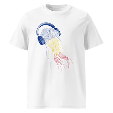 Romania Jellyfish DJ with Headphones - organic cotton t-shirt (Unisex)