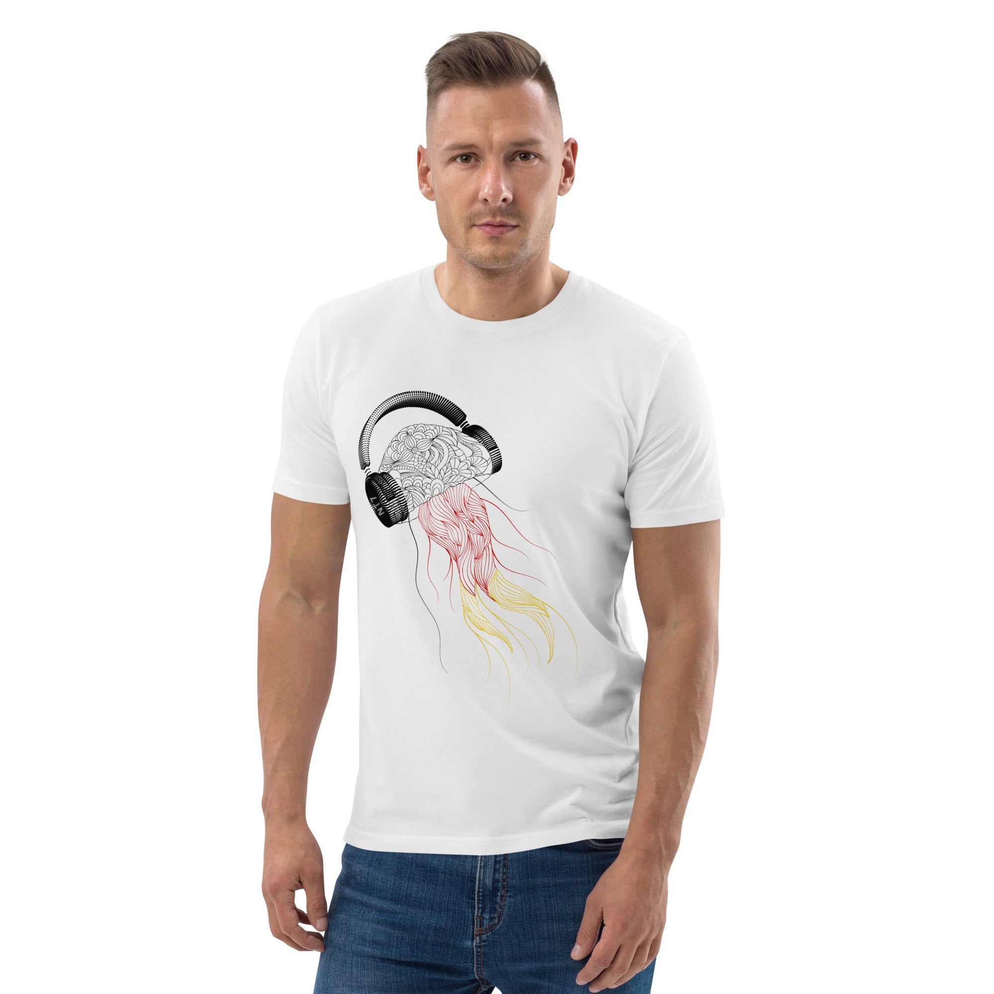 Germany Jellyfish DJ with Headphones - organic cotton t-shirt (Unisex)