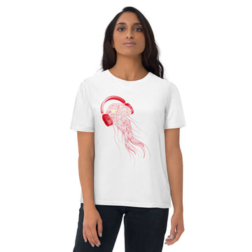 China Jellyfish DJ with Headphones - organic cotton t-shirt (Unisex)
