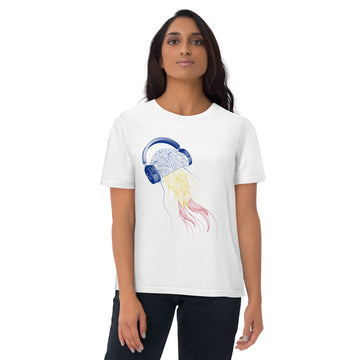 Romania Jellyfish DJ with Headphones - organic cotton t-shirt (Unisex)