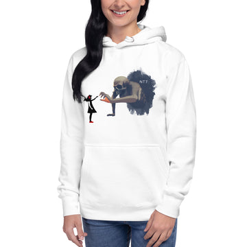 Girl with Headphones v Skeleton - Premium Unisex Hoodie