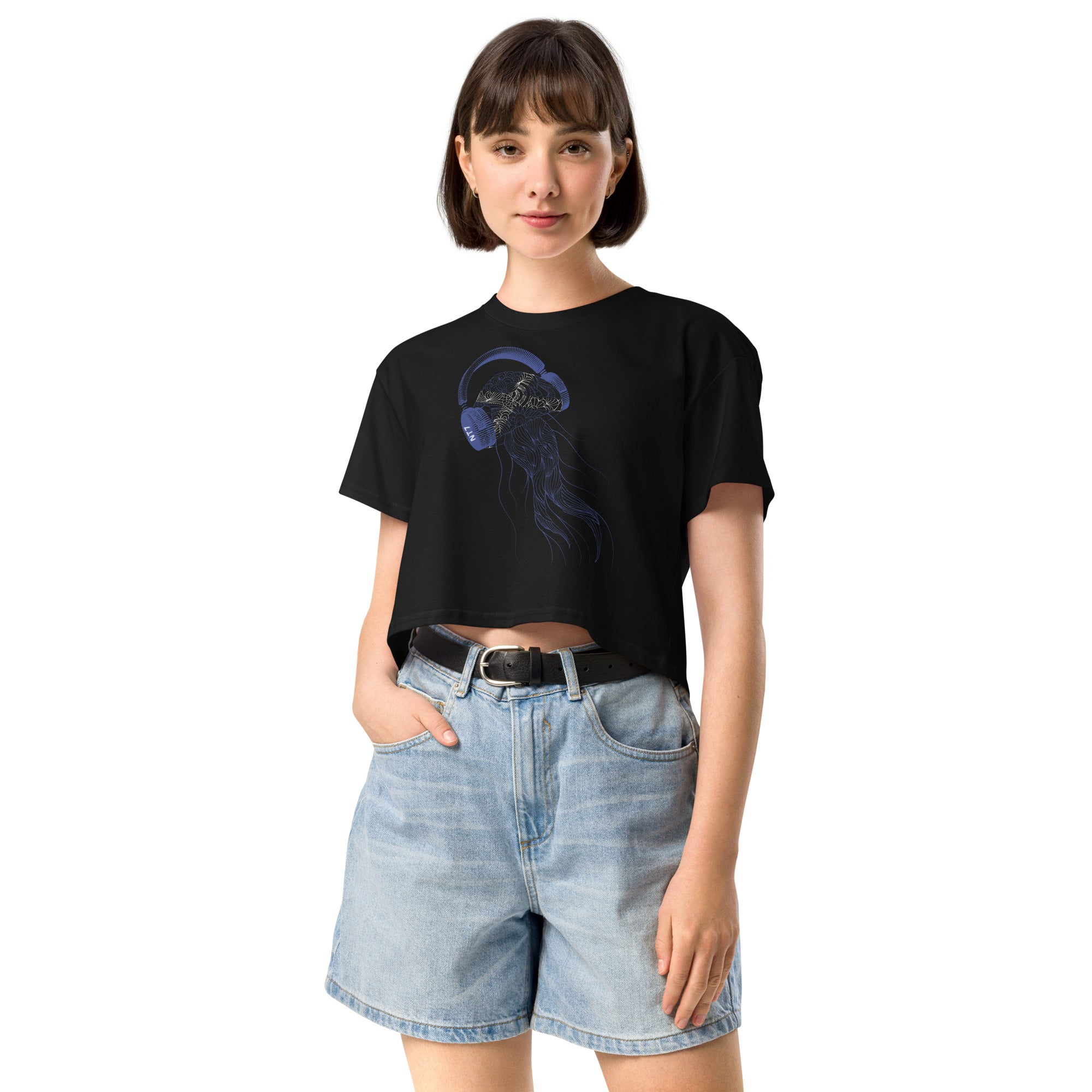 Scotland Jellyfish DJ with Headphones - Women’s crop top