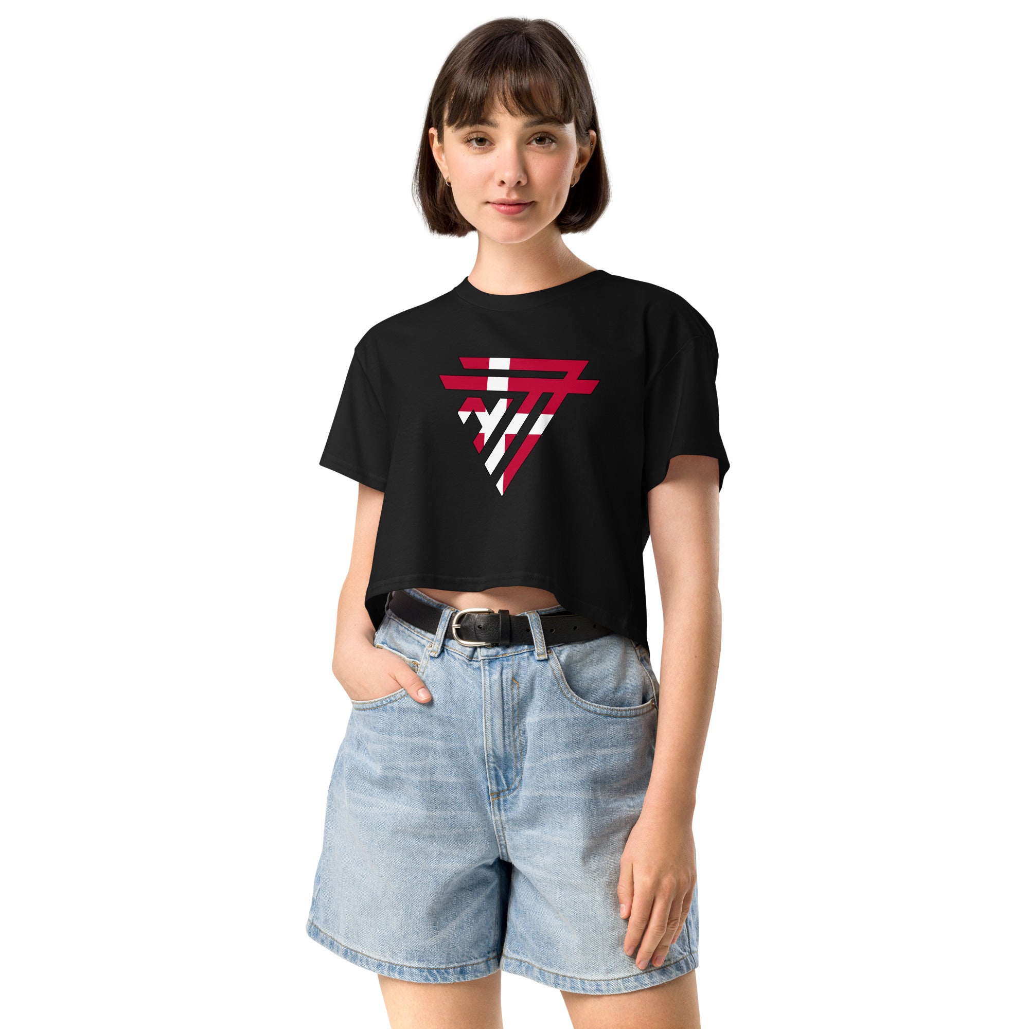 Denmark Superhero Fashion Chest Logo - Women’s crop top