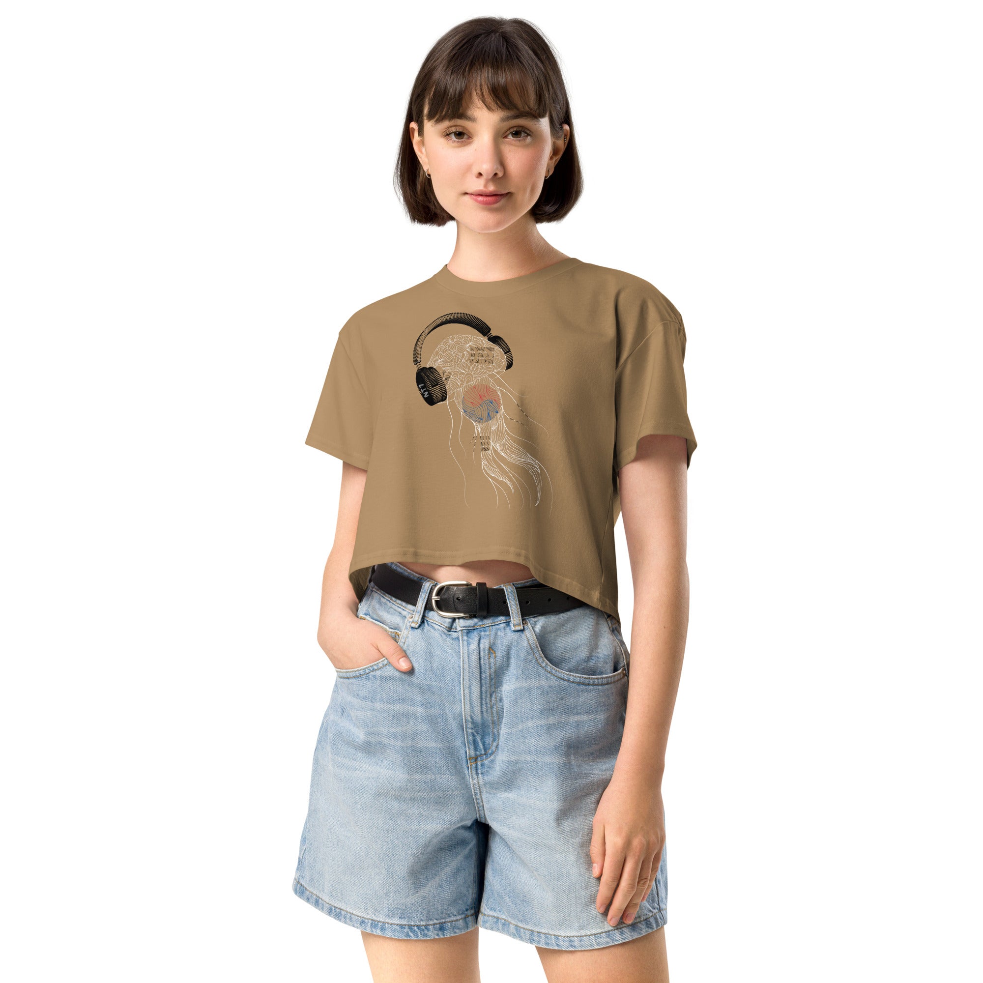 South Korea Jellyfish DJ with Headphones - Women’s crop top