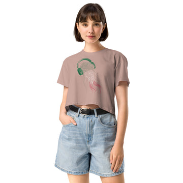 Italy Jellyfish DJ with Headphones - Women’s crop top