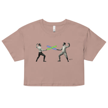 Old Fashioned Fencers duelling with Light Sticks - Women's Crop Top