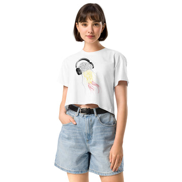 Belgium Jellyfish DJ with Headphones - Women’s crop top