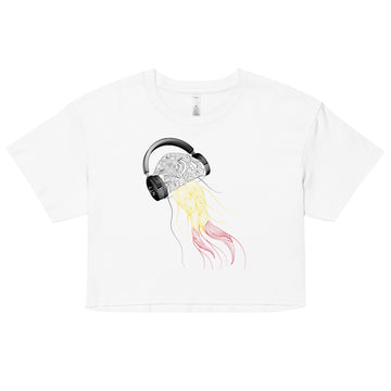 Belgium Jellyfish DJ with Headphones - Women’s crop top