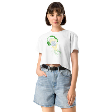 Brazil Jellyfish DJ with Headphones - Women’s crop top