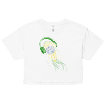 Brazil Jellyfish DJ with Headphones - Women’s crop top