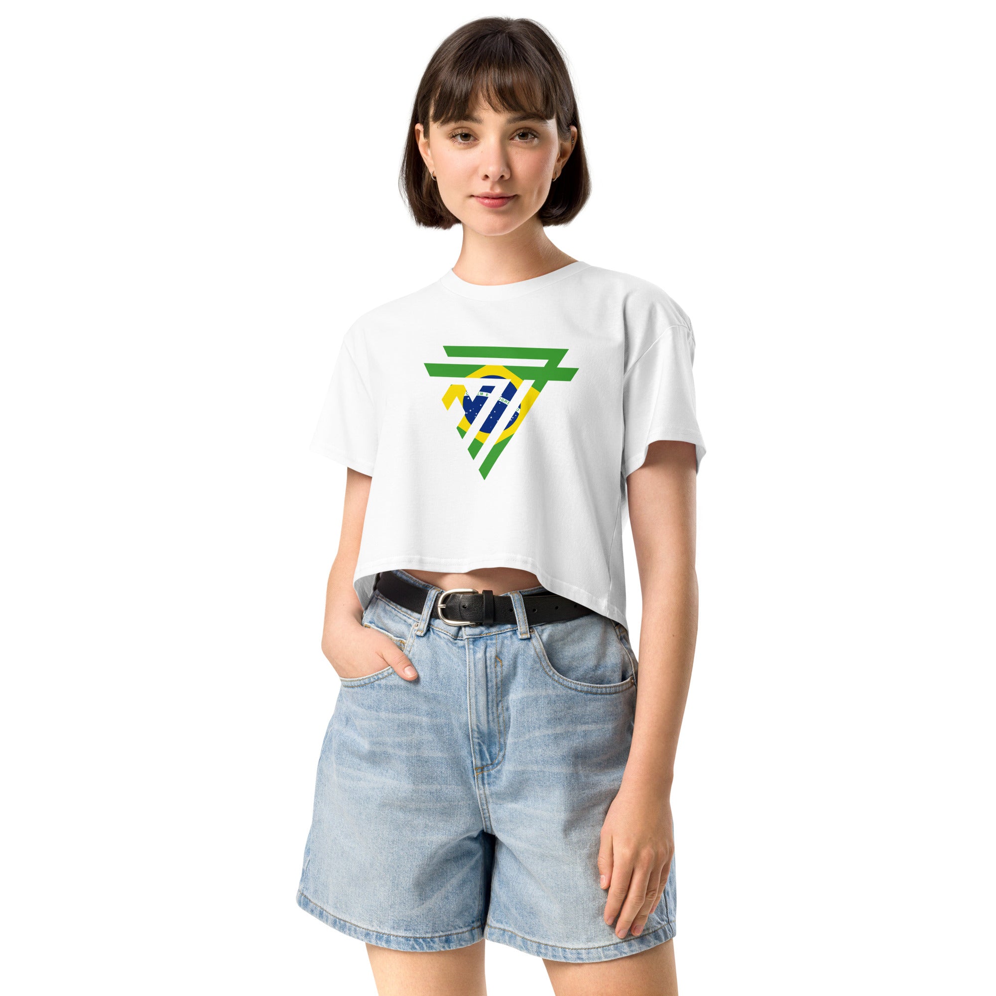 Brazil Superhero Fashion Chest Logo - Women’s crop top