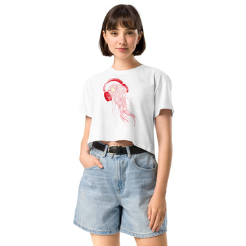 China Jellyfish DJ with Headphones - Women’s crop top