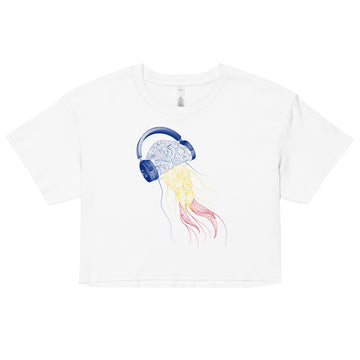 Romania Jellyfish DJ with Headphones - Women’s crop top