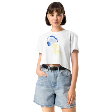 Ukraine Jellyfish DJ with Headphones - Women’s crop top