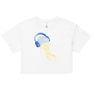 Ukraine Jellyfish DJ with Headphones - Women’s crop top