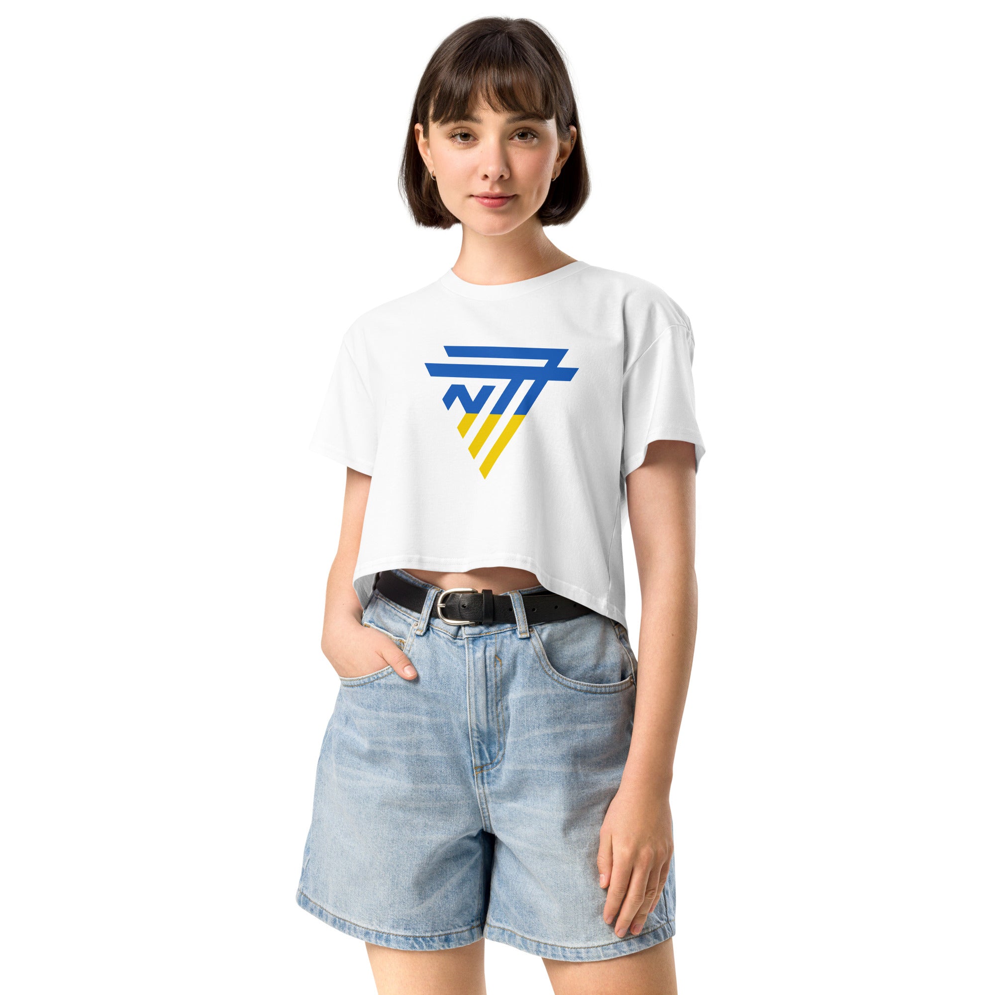Ukraine Superhero Fashion Chest Logo - Women’s crop top