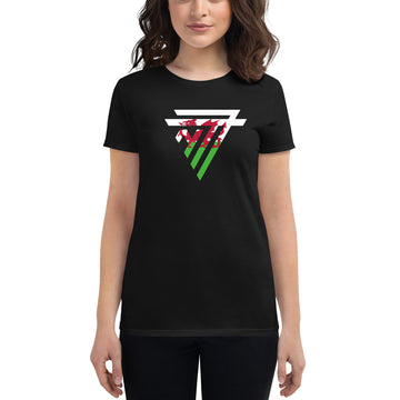 Wales Superhero Fashion Chest Logo - Women's short sleeve fitted t-shirt