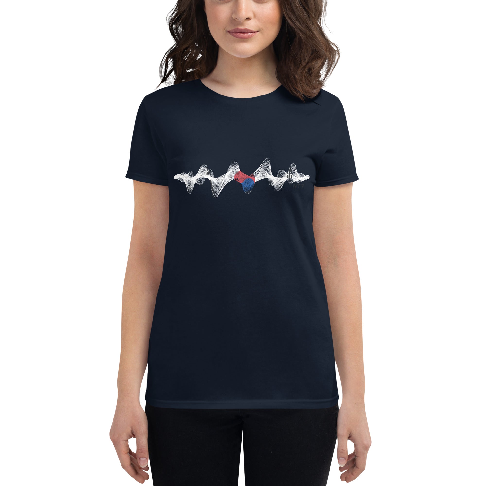 South Korea 3D Music Soundwave - Women's short sleeve fitted t-shirt