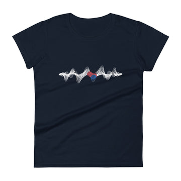 South Korea 3D Music Soundwave - Women's short sleeve fitted t-shirt